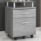 Rta Products Llc Rolling File Cabinet with Glass Top in Grey, , large