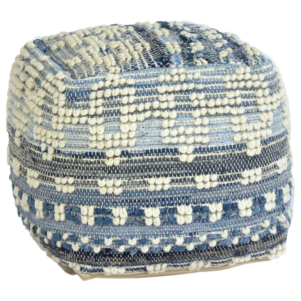 Blue Sun Designs Inyo Pouf in Wool and Denim, , large