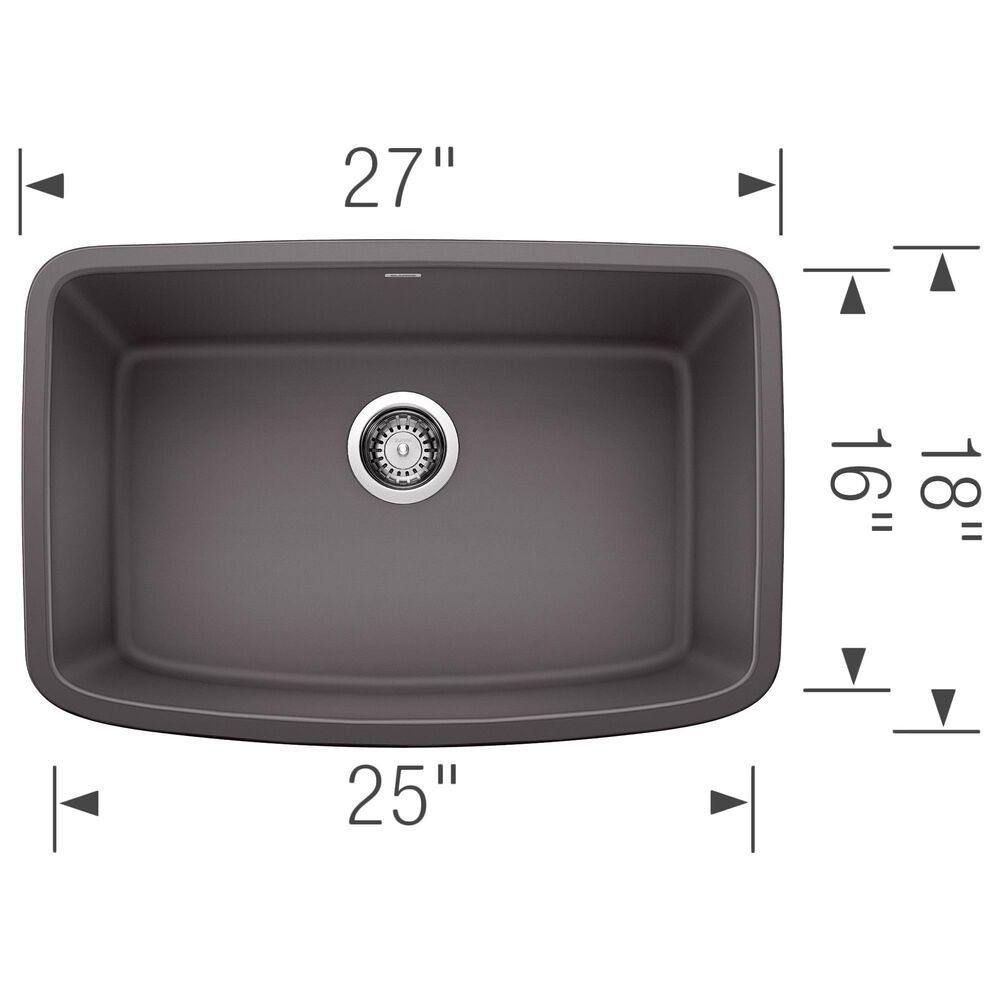 Blanco Valea 27&quot; Single Bowl Kitchen Sink in Cinder, , large