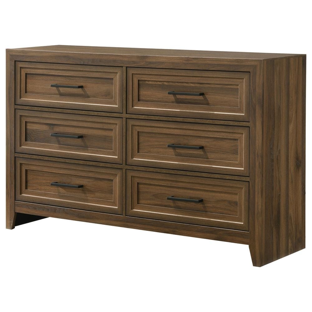 Crown Mark Lorraine 6-Drawer Dresser in Medium Brown, , large