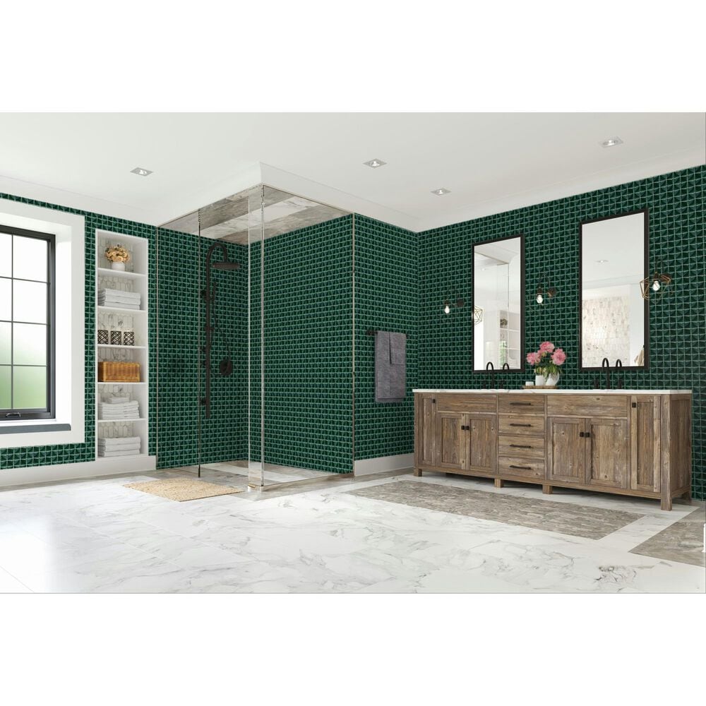 Dal-Tile Artefino Vintage Jade 2" Floret on 12" x 12" Porcelain Mosaic Sheet, , large
