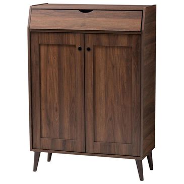 Baxton Studio Cormier 2-Door Entryway Shoe Storage Cabinet in Walnut, , large