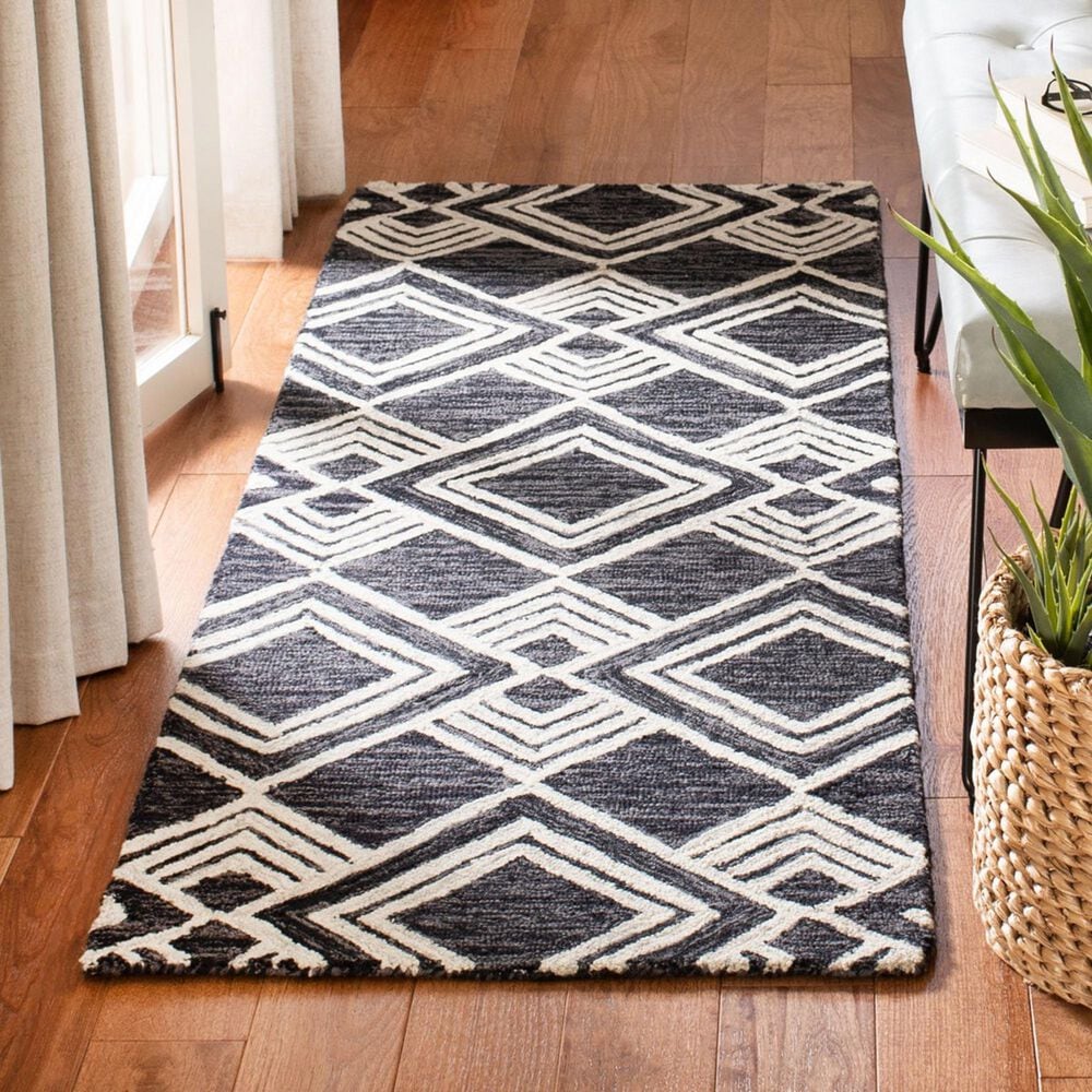 Safavieh Micro-Loop MLP154H 2&#39;3&quot; x 7&#39; Charcoal and Ivory Runner, , large