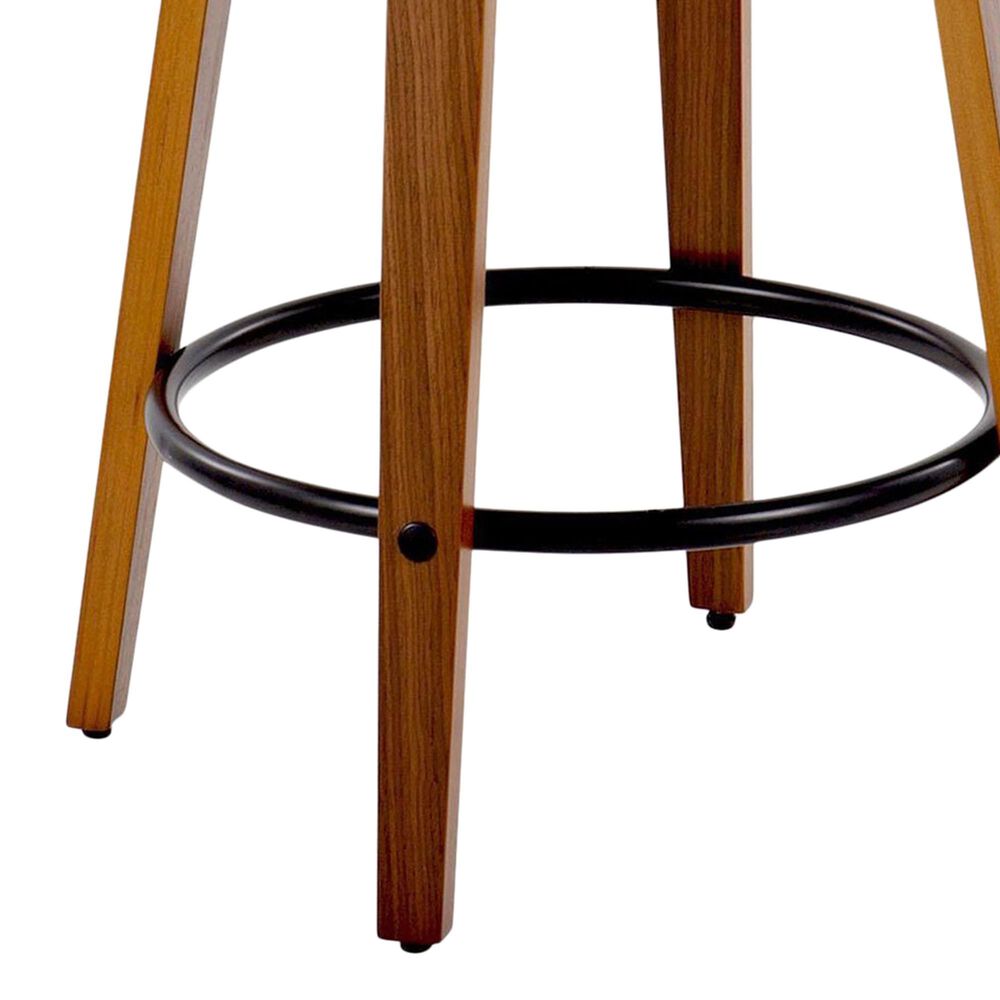 LumiSource Grotto Swivel Counter Stool with Grey Faux Leather Upholstery in Walnut Wood and Black (Set of 2), , large