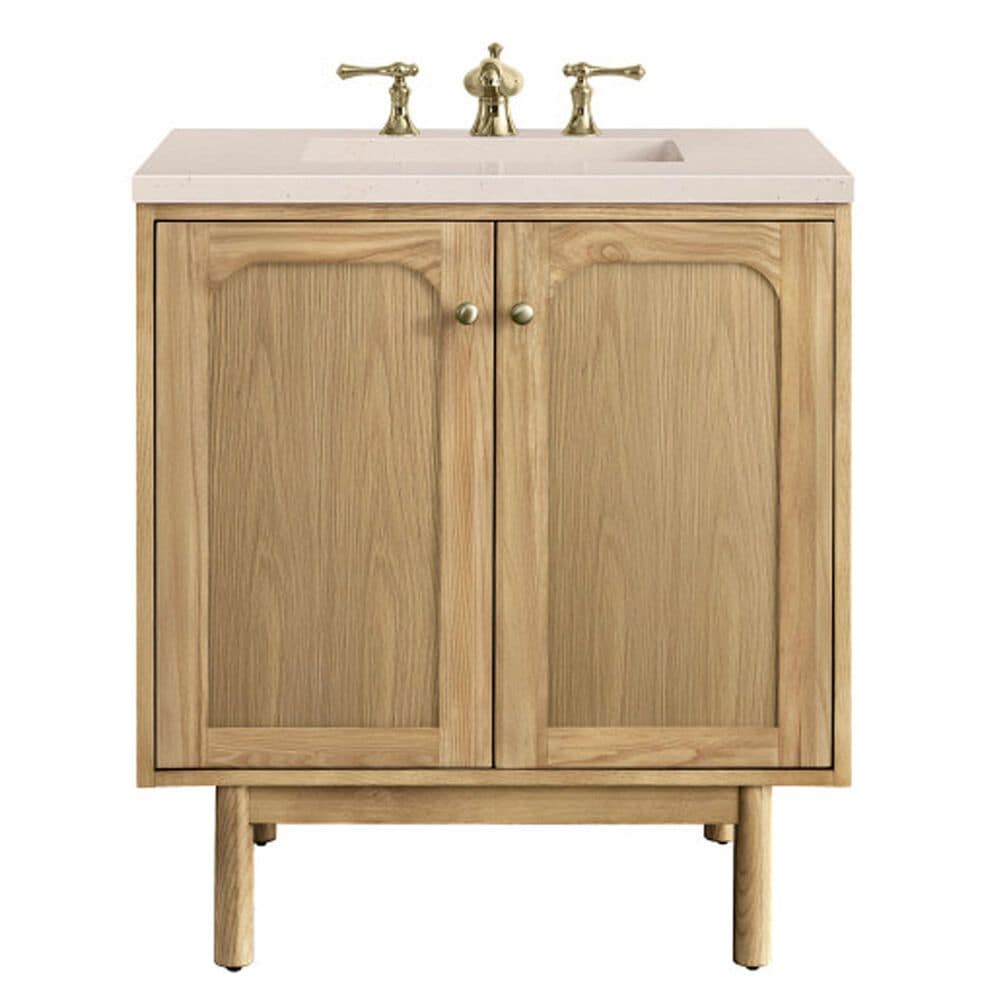 James Martin Vanities Laurent 30" Single Bathroom Vanity in Light Natural Oak with 3 cm Eternal Marfil Quartz Top and Rectangular Sink, , large