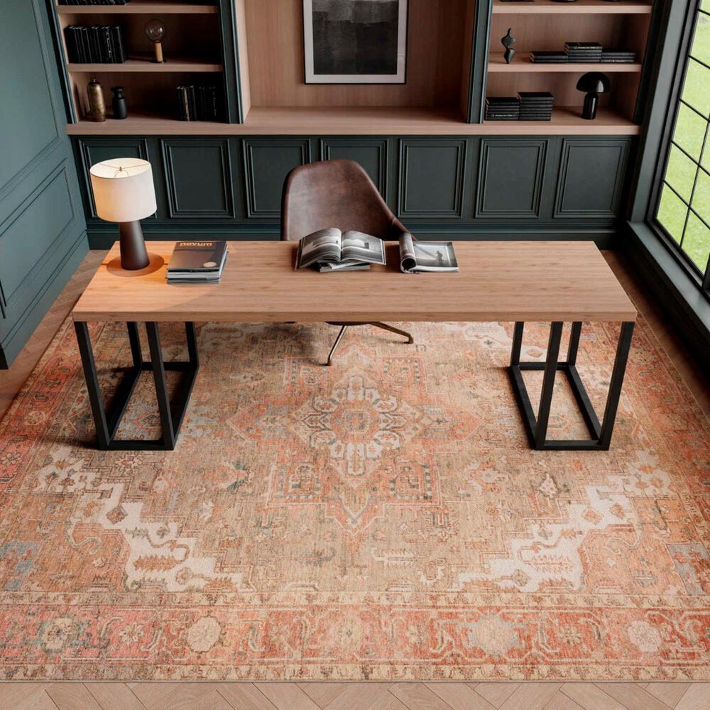 Nourison Vintage Washables Coral and Taupe 7'10" x 9'10" Area Rug, , large