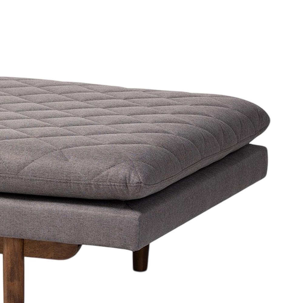 Baxton Studio Marit Twin Daybed with Grey Upholstered in Walnut, , large