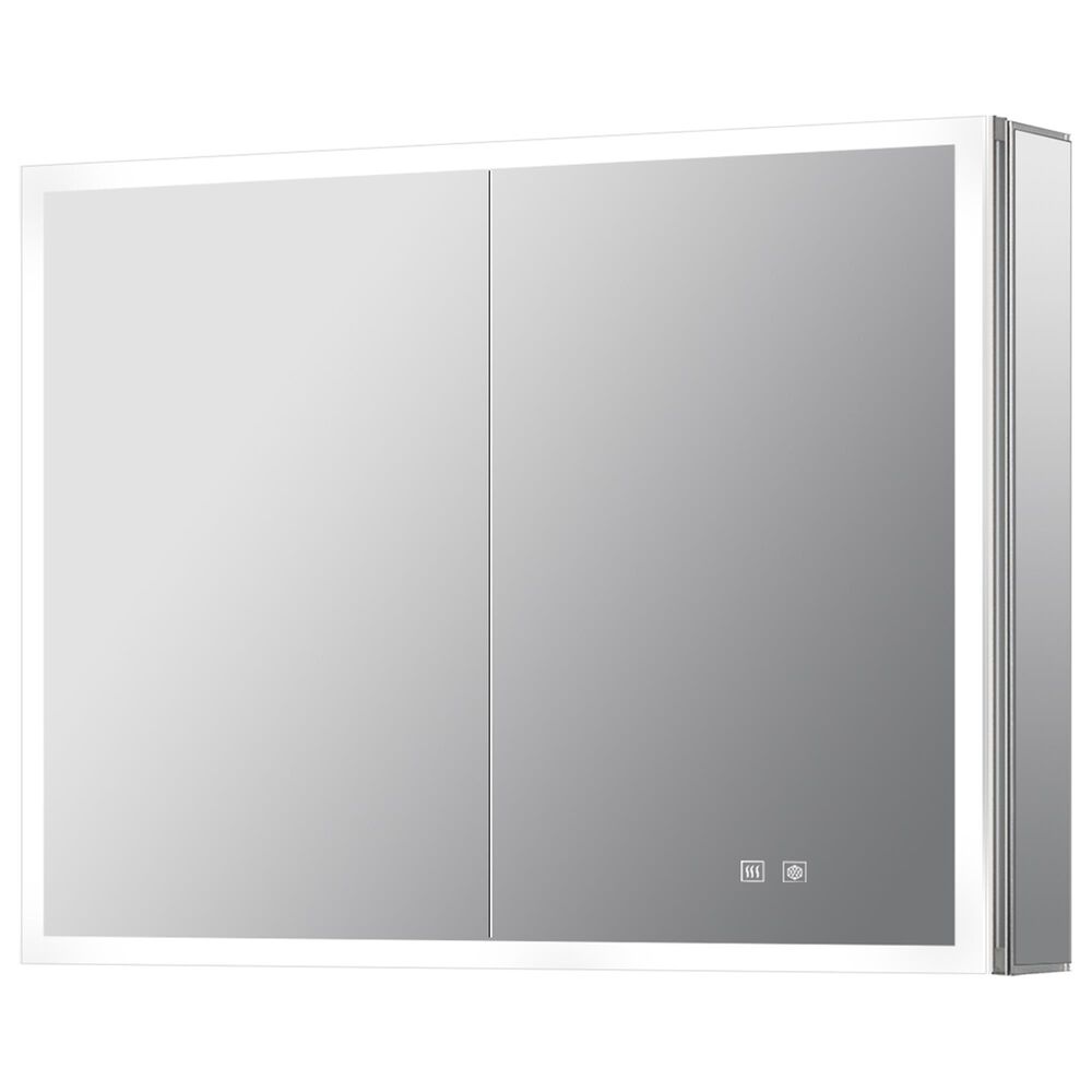 Lexora Home Mesa 30" x 36" LED Mirror Medicine Cabinet with Defogger in Aluminium, , large