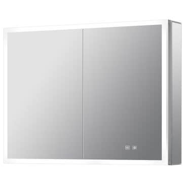 Lexora Home Mesa 30" x 36" LED Mirror Medicine Cabinet with Defogger in Aluminium, , large