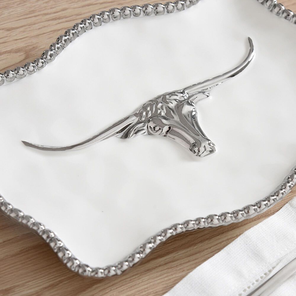 Pampa Bay Longhorns Small Tray in White and Silver, , large