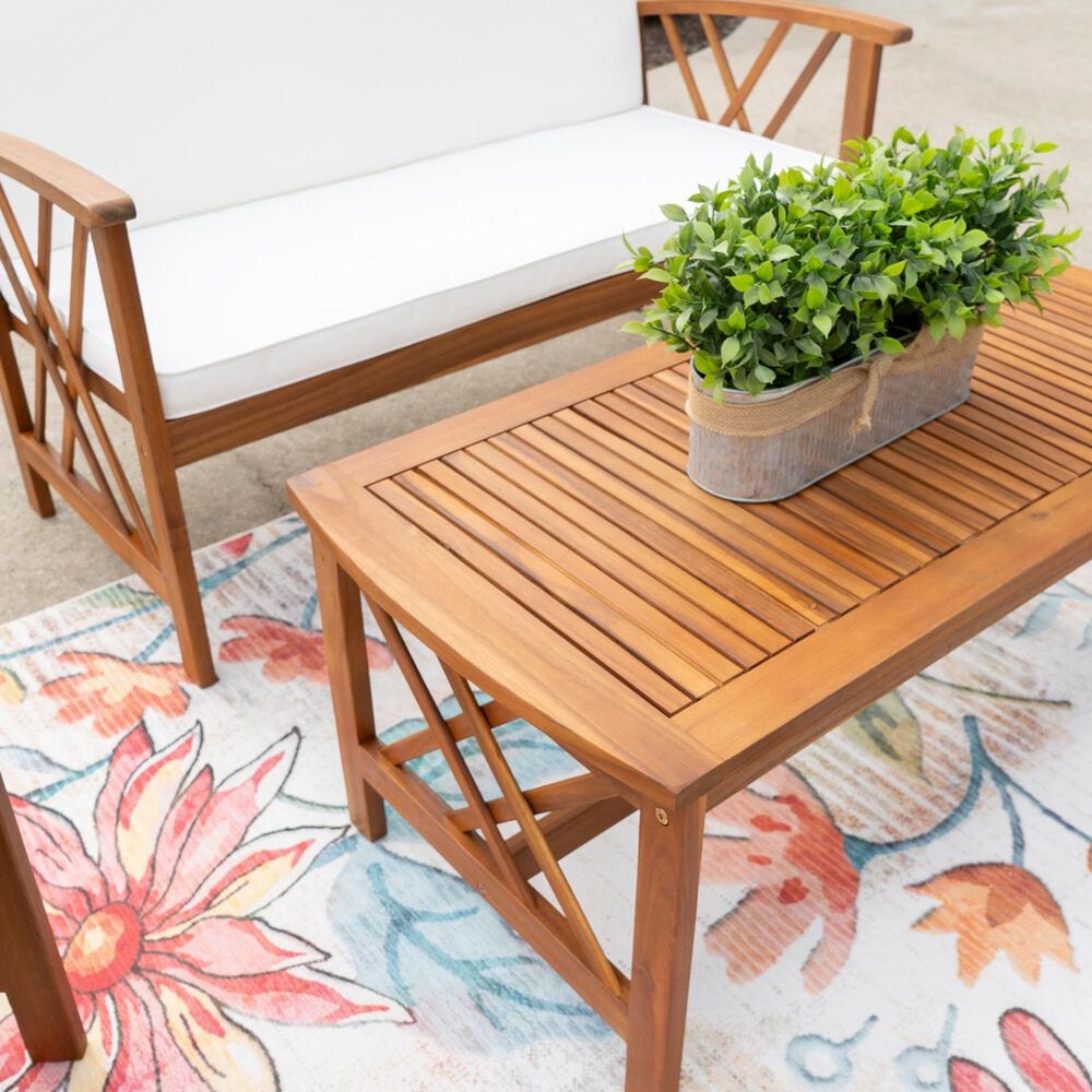 Linon Home Decor Jubil 4-Piece Outdoor Conversation Set in Brown, , large