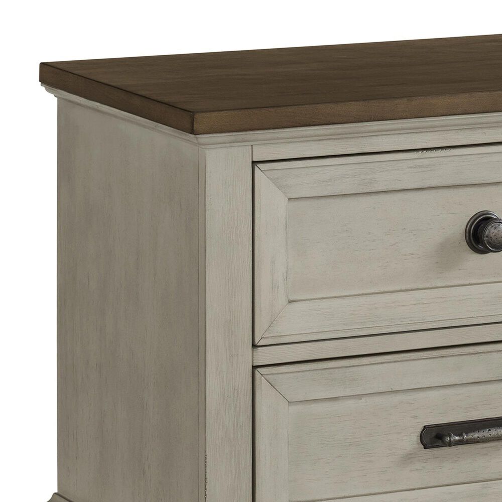 Mayberry Hill Farmington Queen Panel Bed with Two Nightstand in Medium Brown and Washed Stone, , large