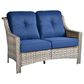 HOMLUX Outdoor Rattan Loveseat with Ergonomic in Navy Blue, , large