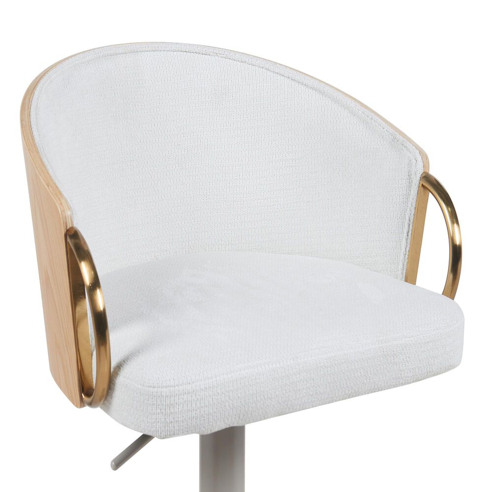 Armen Living Solstice Adjustable Barstool in Ivory, , large