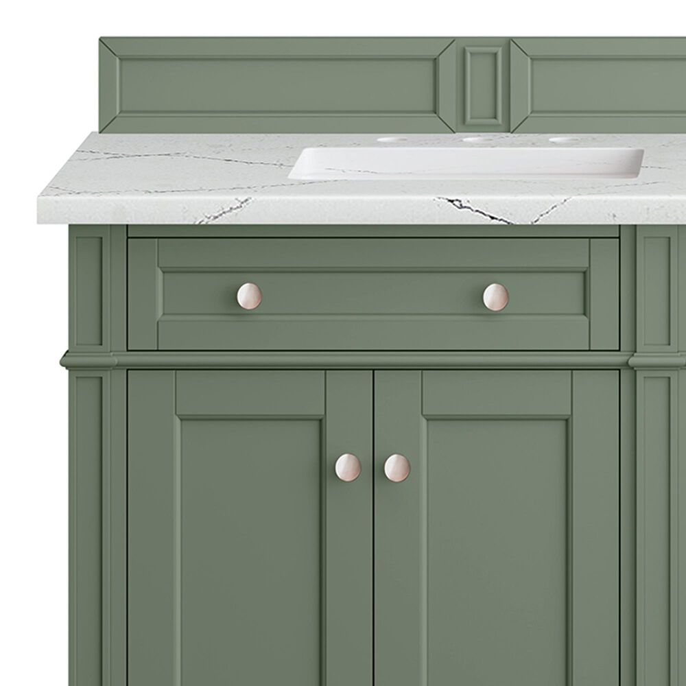 James Martin Vanities Brittany 72&quot; Double Bathroom Vanity in Smokey Celadon with 3 cm Ethereal Noctis Quartz Top and Rectangular Sinks, , large