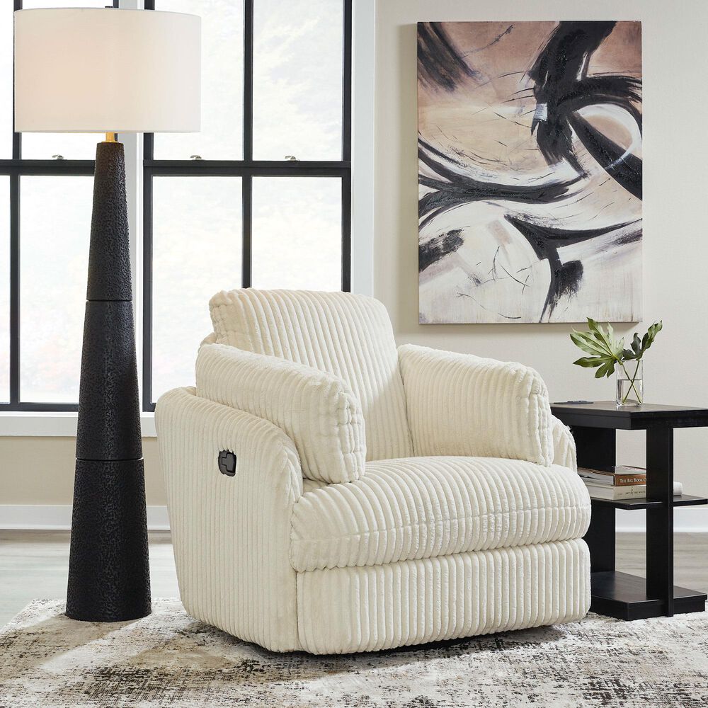 Ashley Tie-Breaker Manual Swivel Glider Recliner in Ivory, , large