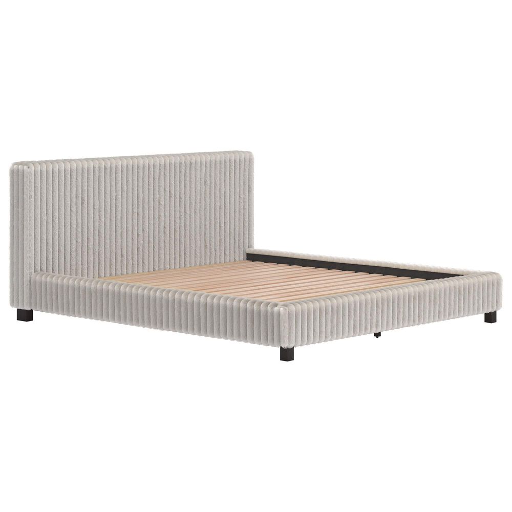 Ashley Zuraleus King Upholstered Platform Bed with Two Nightstands in Matte White, , large