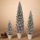 The Gerson Company 3-Piece Potted Holiday Bottle Brush Trees with Ornaments Set in Silver and Lavender Pink, , large