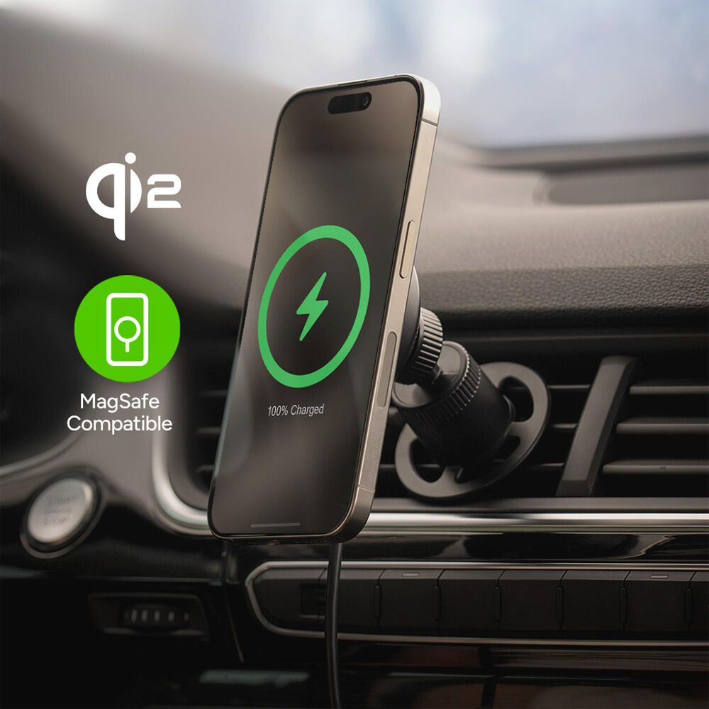 Mophie 15W Snap Plus Wireless Charging Car Vent Mount in Black, , large