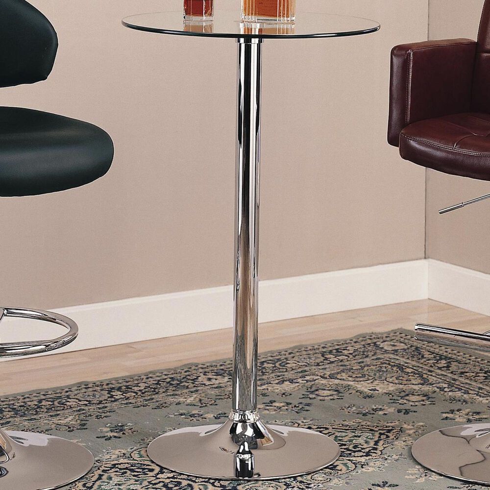 Pacific Landing Bar Table with Glass Top in Polished Chrome, , large