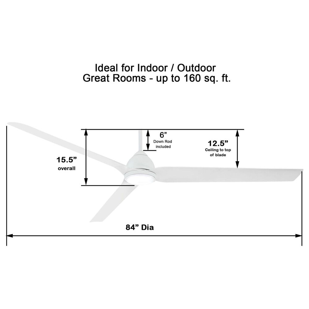 Minka-Aire Java Xtreme 84" Indoor/Outdoor LED Smart Ceiling Fan in Flat White, , large