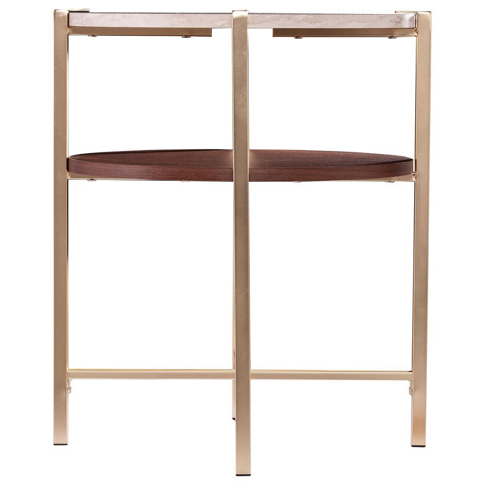 Southern Enterprises Ardmillan End Table in Brass/Tobacco/White, , large