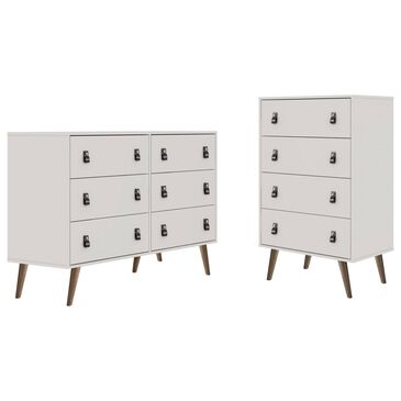 Dayton Amber 2-Piece Double Wide and Tall Dresser Set in White, , large