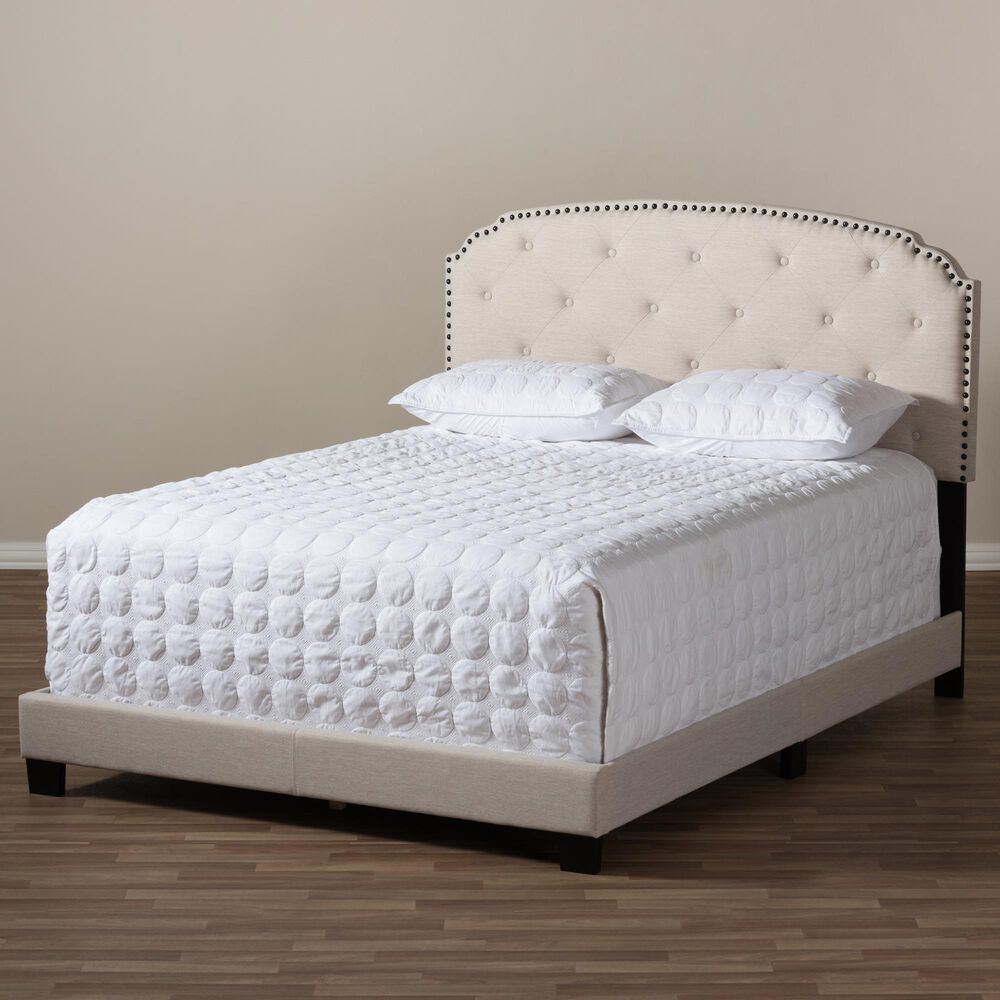 Baxton Studio Lexi King Panel Bed in Light Beige, , large