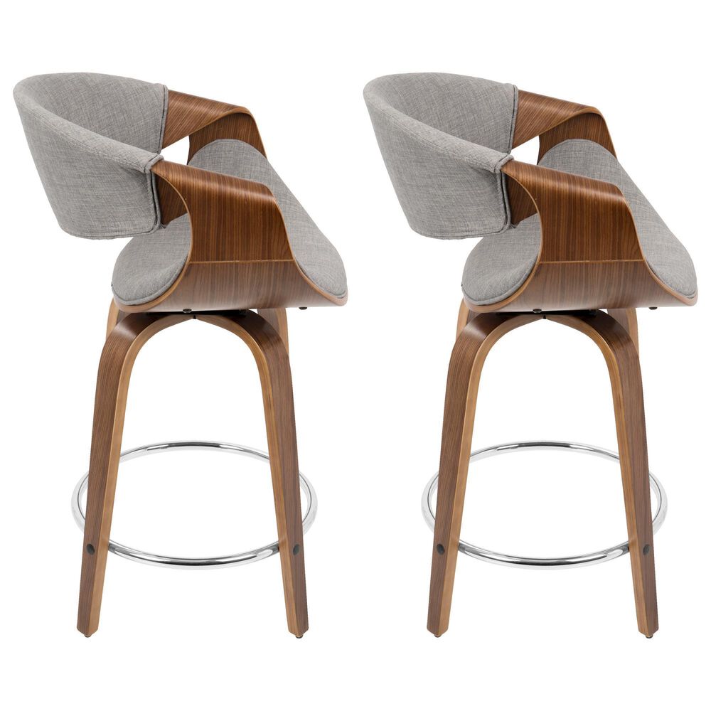 Lumisource Curvo Swivel Counter Stool in Light Grey &#40;Set of 2&#41;, , large