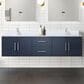 Lexora Home Geneva 72" Double Bathroom Vanity in Navy Blue with 2 cm White Quartz Top and Rectangular Sinks, , large