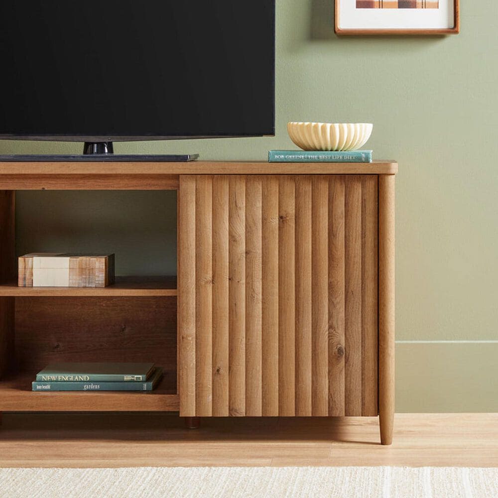 Walker Edison Flynn Scandinavian 58&quot; TV Stand in English Oak, , large