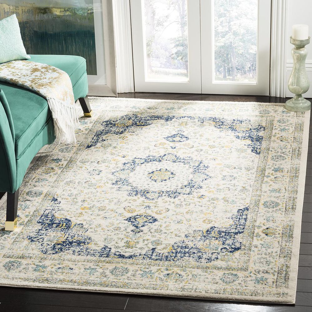 Safavieh Evoke EVK220C-10 10" x 14" Ivory/Blue Area Rug, , large