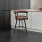 Blue River Magnolia 26" Swivel Counter Stool in Black Metal with Brown Faux Leather, , large