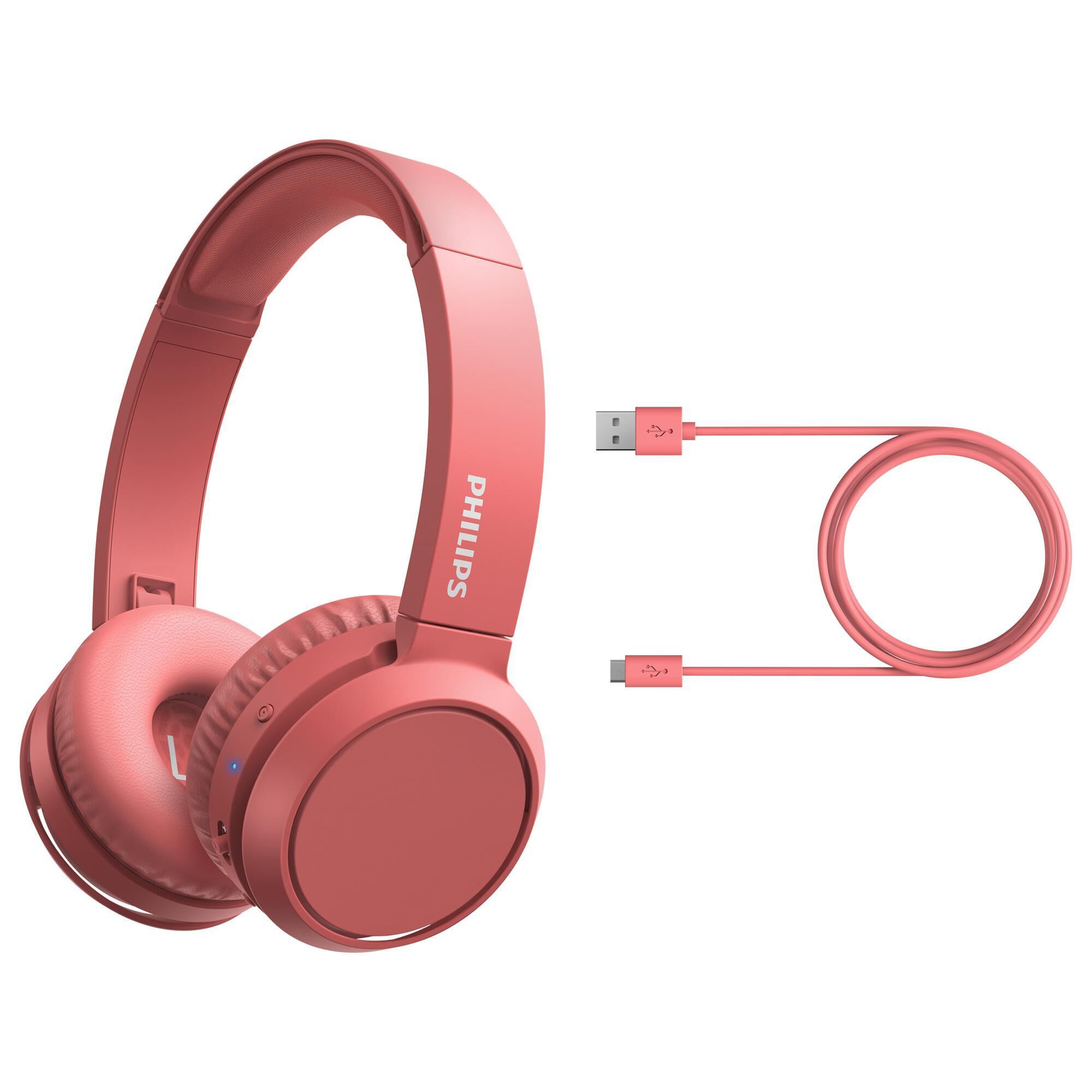 Philips Wireless On Ear Headphones with Microphone in Red NFM