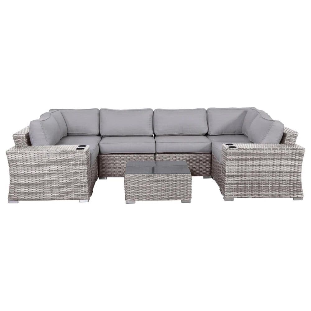 Hearth and Haven 7-Piece Outdoor Sectional Set in Gray, , large