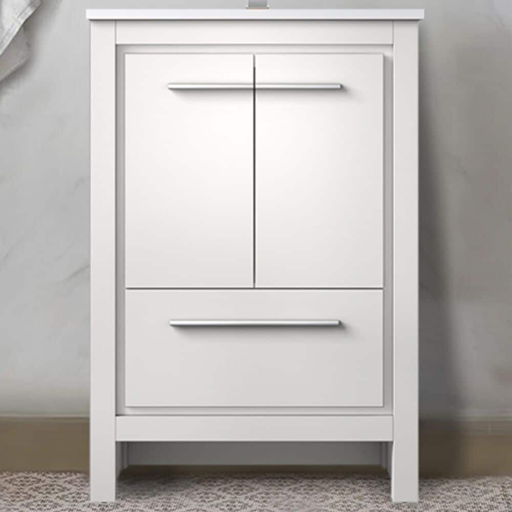 Lexora Home Lafarre 24&quot; Single Bathroom Vanity in White with 2 cm White Cultured Marble Top and Rectangular Sink, , large
