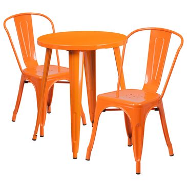 Flash Furniture 3-Piece Round Metal Bistro Table Set in Orange, , large
