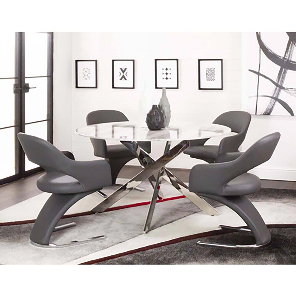 Penny Lane Aldo Glass Top Dining Table in Stainless Steel - Table Only, , large
