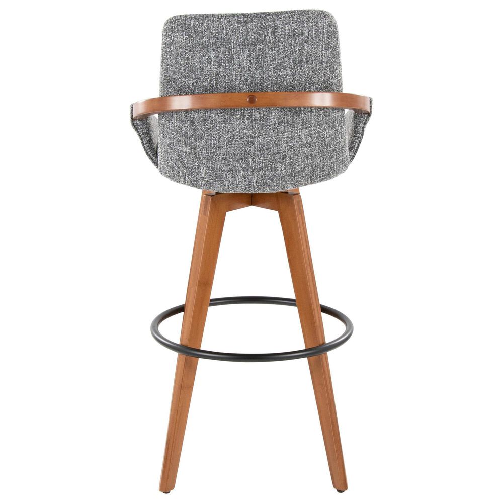 Lumisource Cosmo Swivel Barstool with Grey Noise Cushion in Walnut and Black, , large