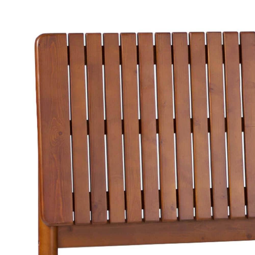 Walker Edison Cama Queen Platform Bed with Slatted Headboard in Brown, , large