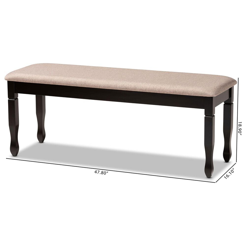 Baxton Studio Corey Dining Bench with Sand Cushion in Dark Brown, , large