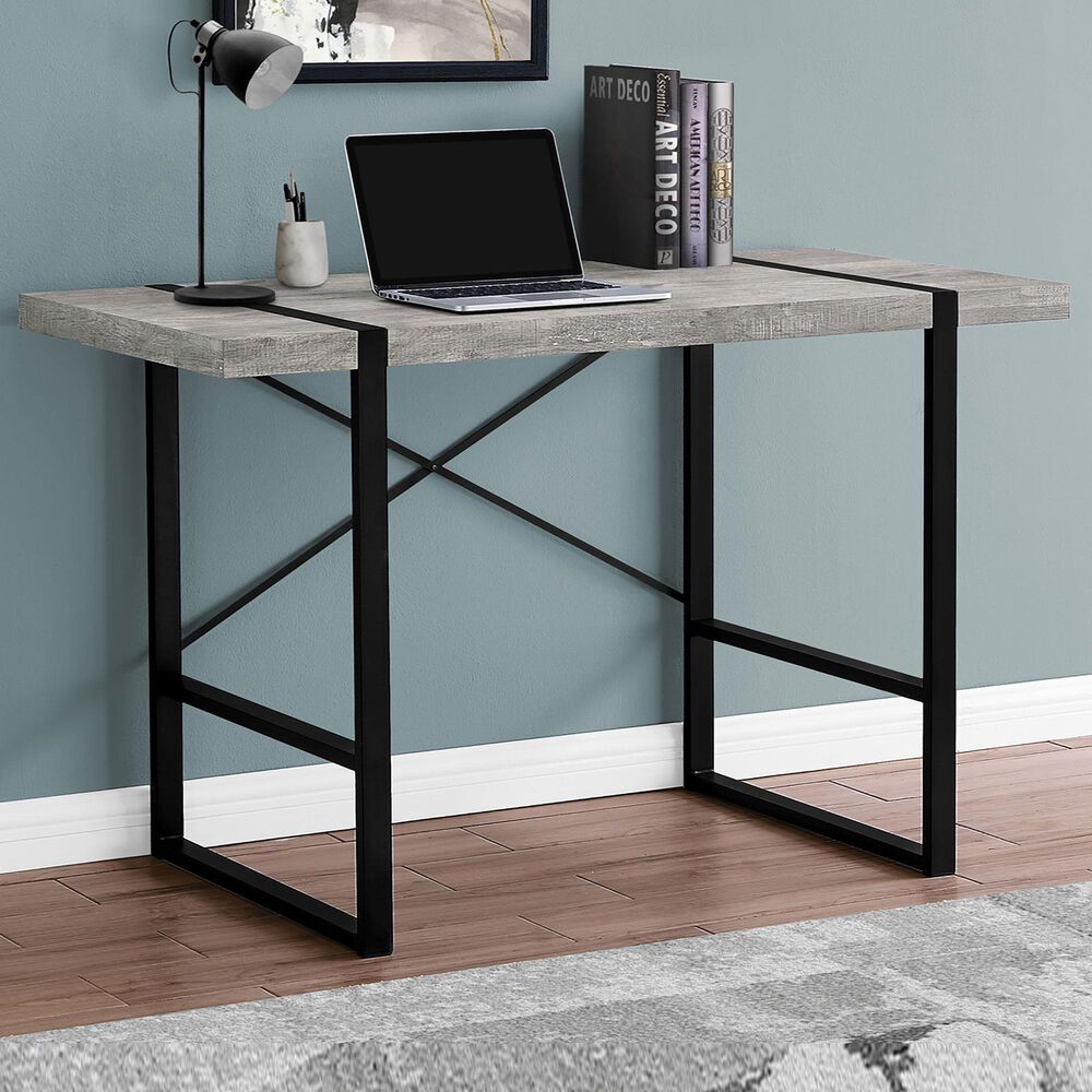 Monarch Specialties U-Shaped Computer Desk in Grey and Black, , large