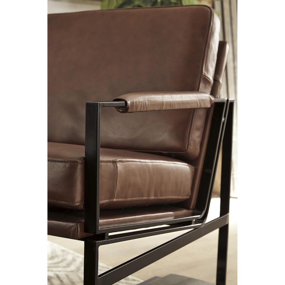 37B Puckman Leather Accent Chair in Brown | Nebraska Furniture Mart