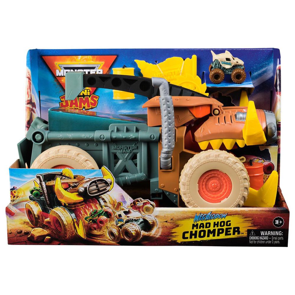 Monster Jam Mini Jam Megalodon Mad Hog Chomper Truck Play Set, , large