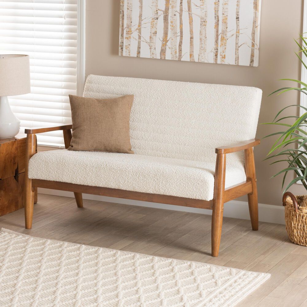 Baxton Studio Stratton Stationary Loveseat in Cream, , large
