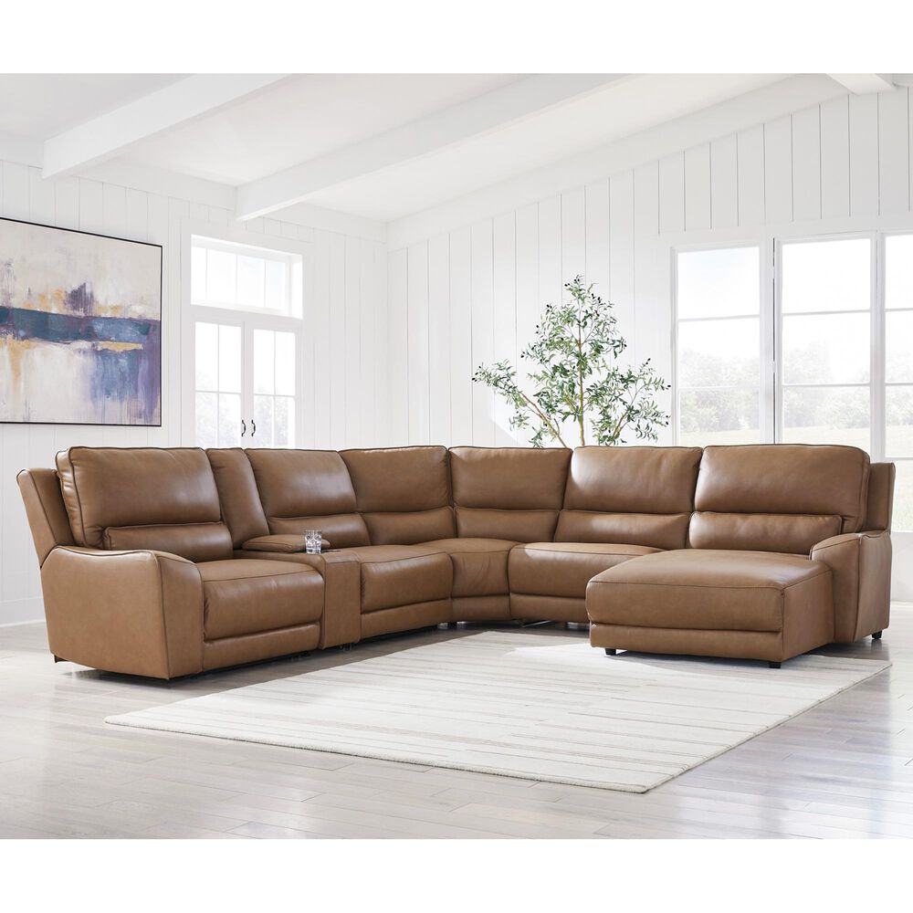 Ashley DeepWakes 6-Piece Power Right-Facing Sectional with Chaise in Caramel, , large