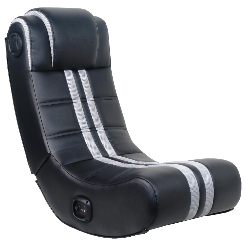 X-Rocker SE+ 2.0 Bluetooth Foldable Rocking Video Gaming Chair with 2 Speakers/Gray/Black, , large