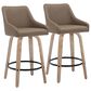 LumiSource Hannah Swivel Counter Stool with Brown Faux Leather Upholstery in Whitewashed and Black (Set of 2), , large