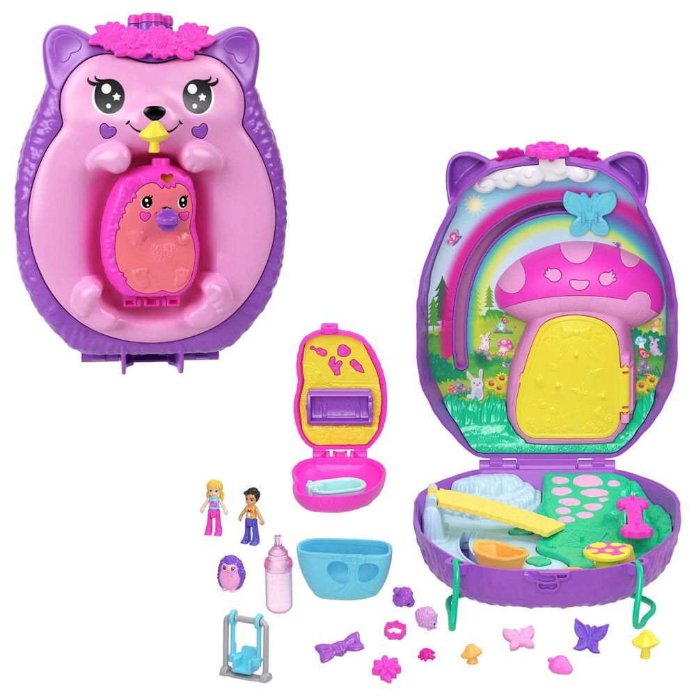Polly Pocket Hedgehog Mom and Baby Purse Playset in Multicolor, , large