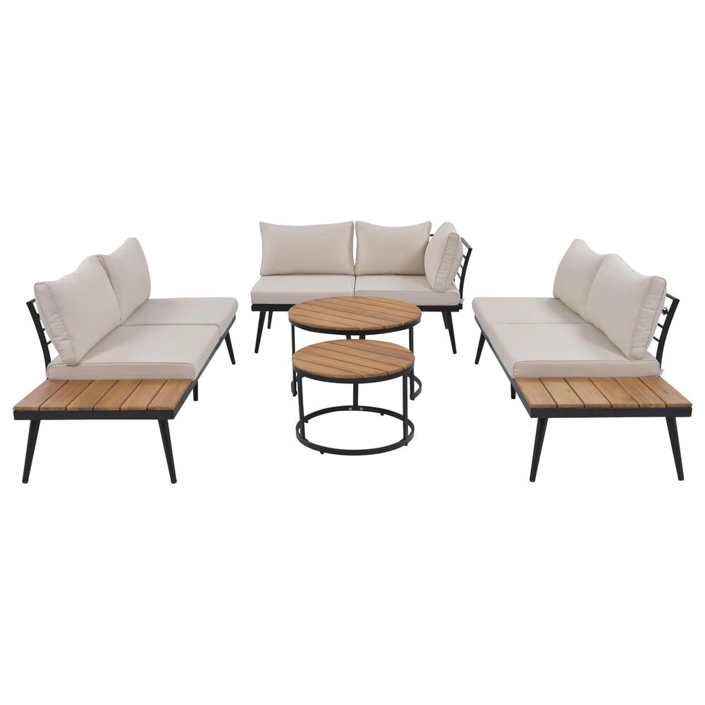 HOMLUX 6-Piece Outdoor Sectional Set in Beige, , large